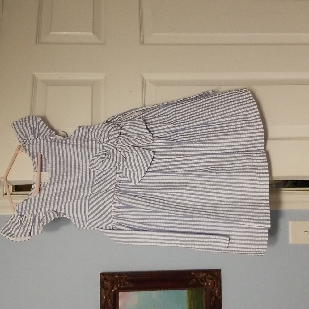 Bonnie Jean blue and white seersucker dress - sz 5